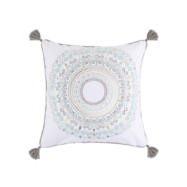 LEVTEX HOME Shutters Multicolored Printed Medallion with Tassels 20 in. x 20 in. Throw Pillow