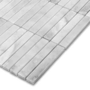 Stacked Carrara White 12 in. x 11.81 in. Polished Natural Marble Floor and Wall Mosaic Tile (10 sq. ft./Case)