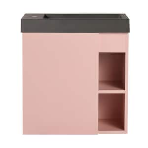 19.7 in. W x 9.9 in. D x 21.3 in. H Wall-Mounted Bath Vanity in Pink with Black Resin Vanity Top