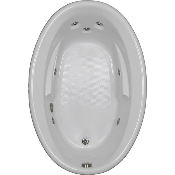 Comfortflo 60 in. Oval Drop-in Whirlpool Bathtub in Biscuit
