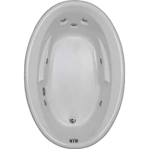 60 in. Oval Drop-in Whirlpool Bathtub in White