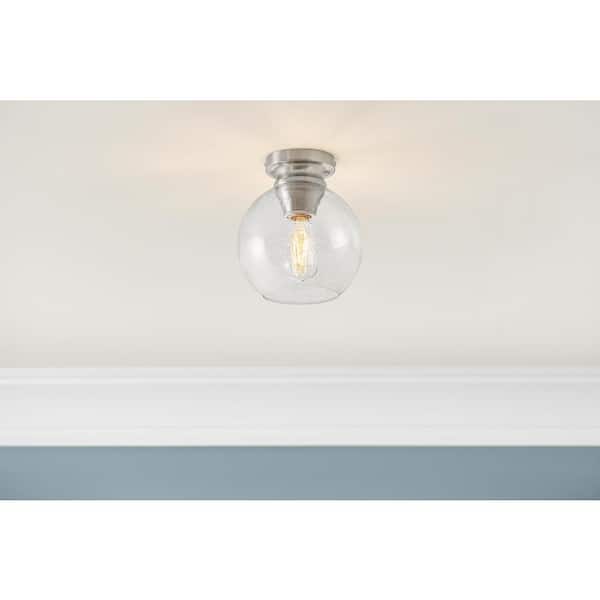 Evelyn 8 in. 1-Light Modern Brushed Nickel Flush Mount Light