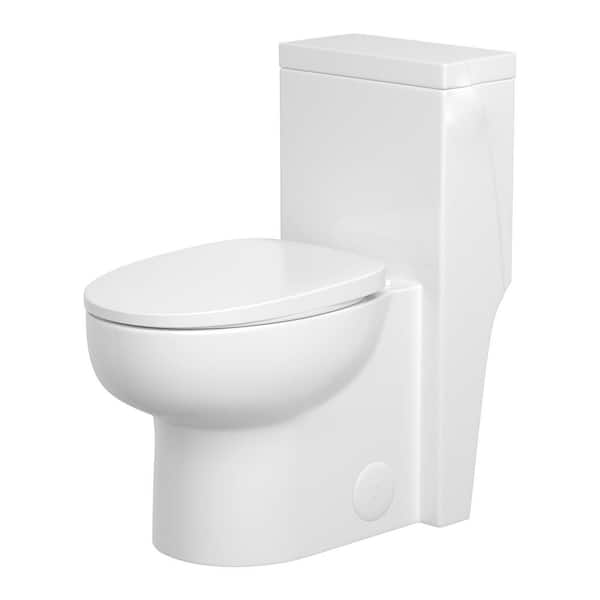 12 in. Rough-In 1-piece 1.28/1.1 GPF Single Flush Elongated Toilet in White Seat Included