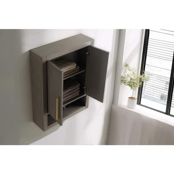 Vanity Art 24 in. W x 8 in. D x 33 in. H Bathroom Storage Wall Cabinet in Driftwood Gray/GB