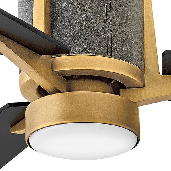 HINKLEY - Atticus 56.0 in. Indoor/Outdoor Integrated LED Heritage Brass Ceiling Fan with Remote Control