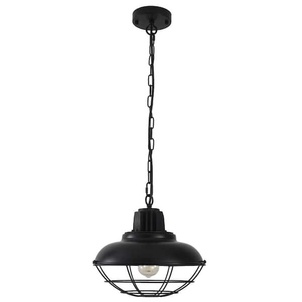 ADSENSTY 1-Light Black Metal Rustic Pendant Light, No Bulbs Included