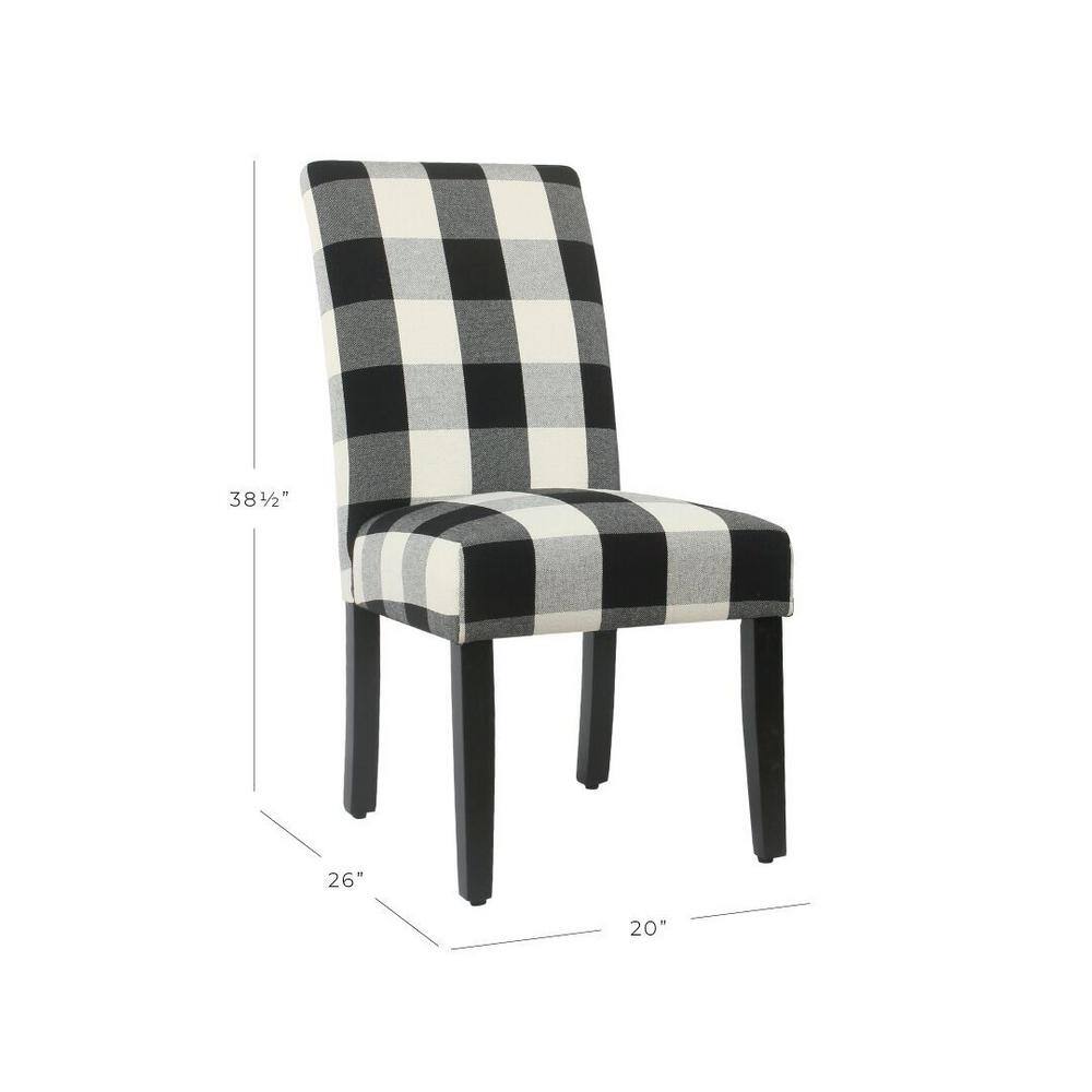 Modern Masculine Black Plaid Parsons Side Chair Set