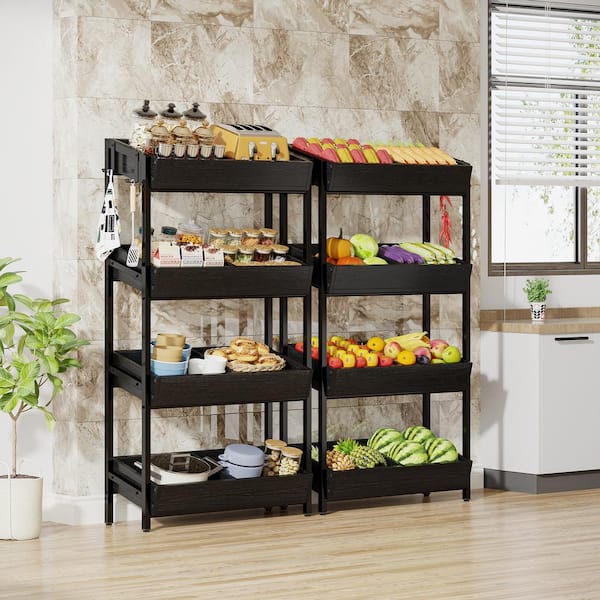 BYBLIGHT Eulas 2CPS Black 29.13 in. 4-Tier Display Cabinet