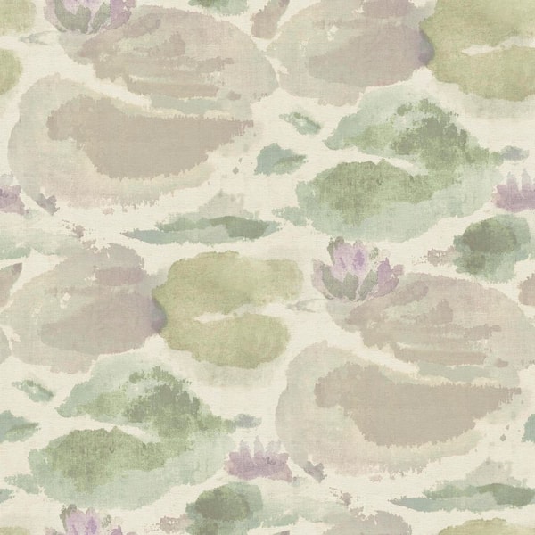 NuWallpaper Water Lily Lavender and Green Peel and Stick Wallpaper