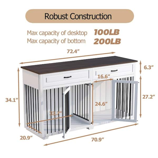 FABLE Premium Wood Dog Crate - White Metal Door That Stows - Natural Den  with Great Airflow - Seamless Design Doubles As Dog Crate End Table - Medium