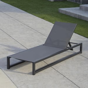 Modesta Black 1-Piece Aluminum and Outdoor Mesh Outdoor Chaise Lounge