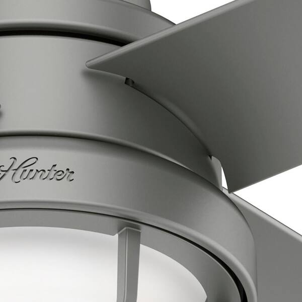 Hunter - Searow 54 in. LED Outdoor Matte Silver Ceiling Fan with Light Kit and Wall Control