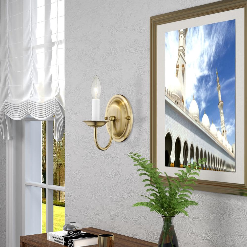 Home Basics Antique Brass Traditional Wall Sconce - 7" Height