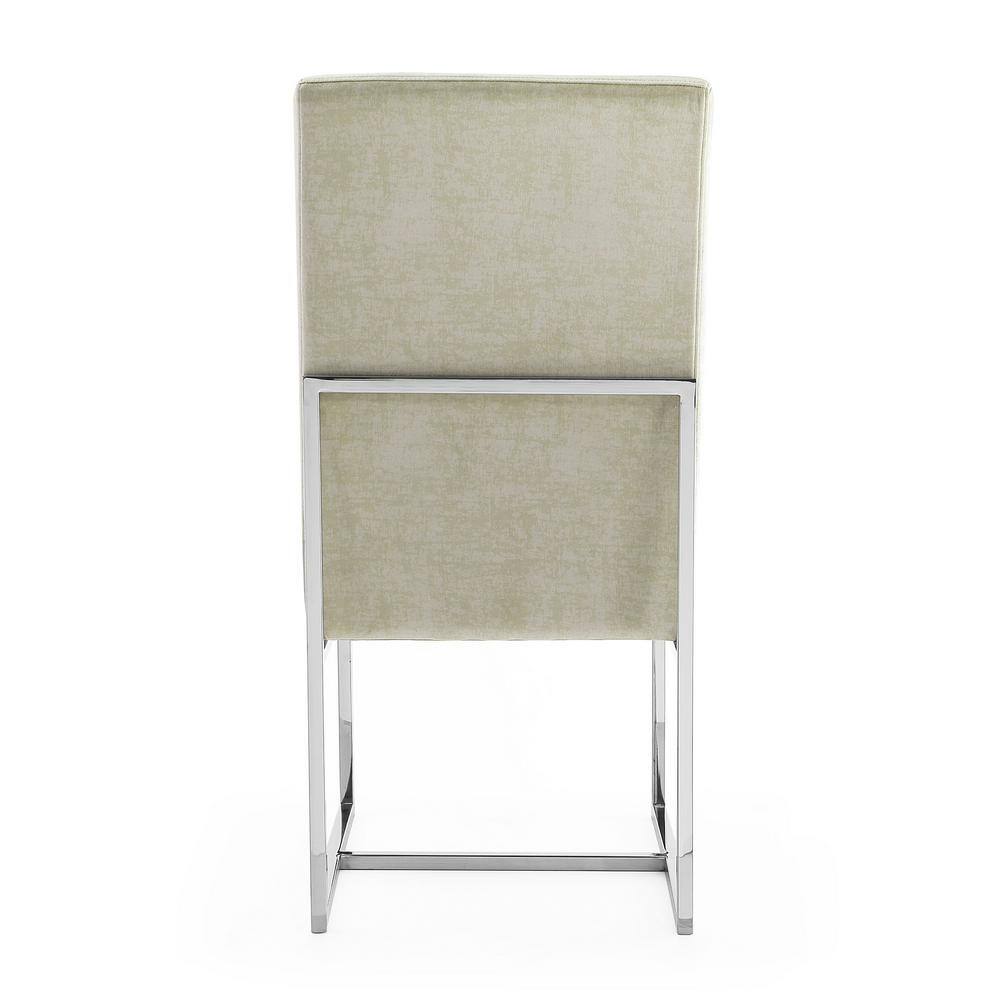 Champagne Velvet High-Back Dining Chair with Metal Frame