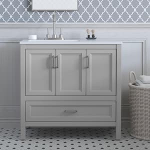 Gracenote 36 in. W x 19 in. D x 35 in. H Single Sink Bath Vanity in Light Gray with White Cultured Marble Top