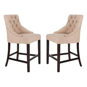 Eleni 41 in. Beige Wooden Counter Stool (Set of 2)