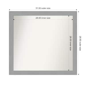 Brushed Nickel 31.5 in. x 29.5 in. Custom Non-Beveled Recycled Polystyrene Framed Bathroom Vanity Wall Mirror