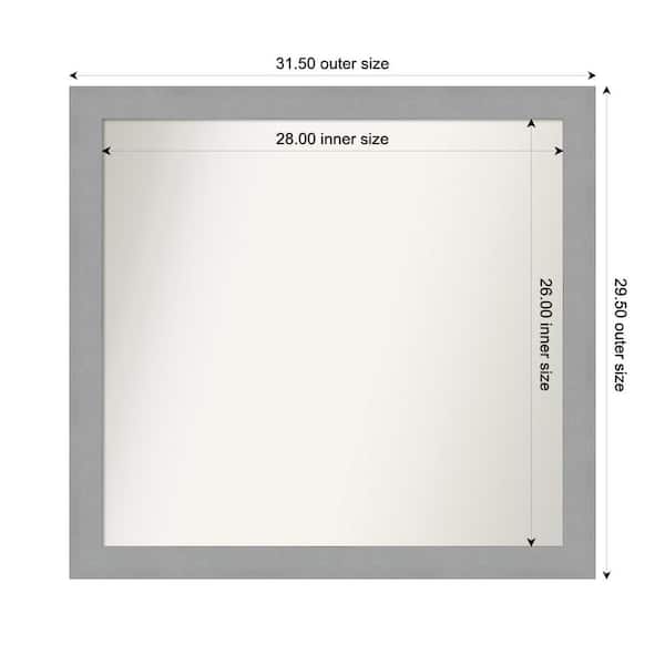 Amanti Art Brushed Nickel 31.5 in. x 29.5 in. Custom Non-Beveled Recycled Polystyrene Framed Bathroom Vanity Wall Mirror