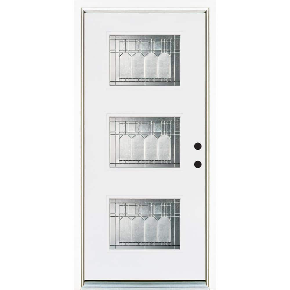 36 in. x 80 in. Smooth White Left-Hand Inswing 3-Lite Vintage Finished Fiberglass Prehung Front Door price history on PriceWatchPro