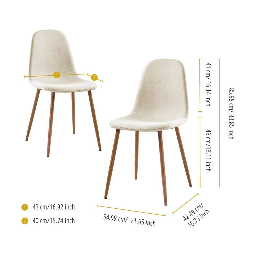 Set of 2 High-Back White Faux Leather & Metal Side Chairs