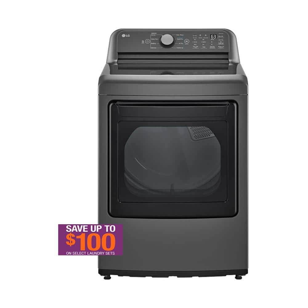 LG 7.3 cu. ft. Vented Gas Dryer in Middle Black with Sensor Dry Technology