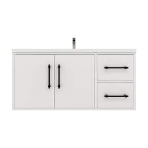 Victoria 42 in. W x 20 in. D x 22 in. H Single Sink Floating Bath Vanity in Gloss White with White Acrylic Top