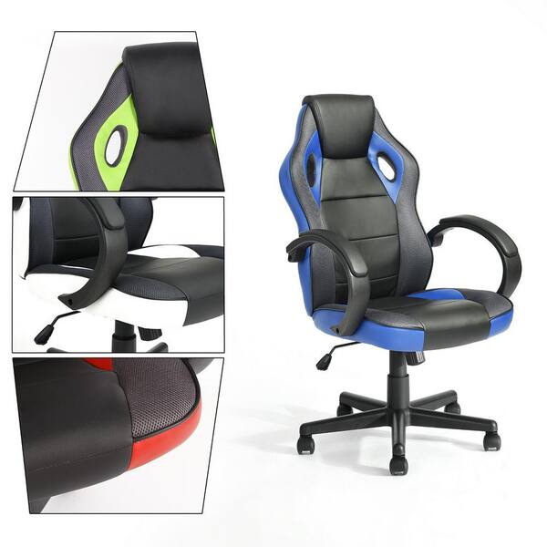 tunney blue pu racing gaming chair