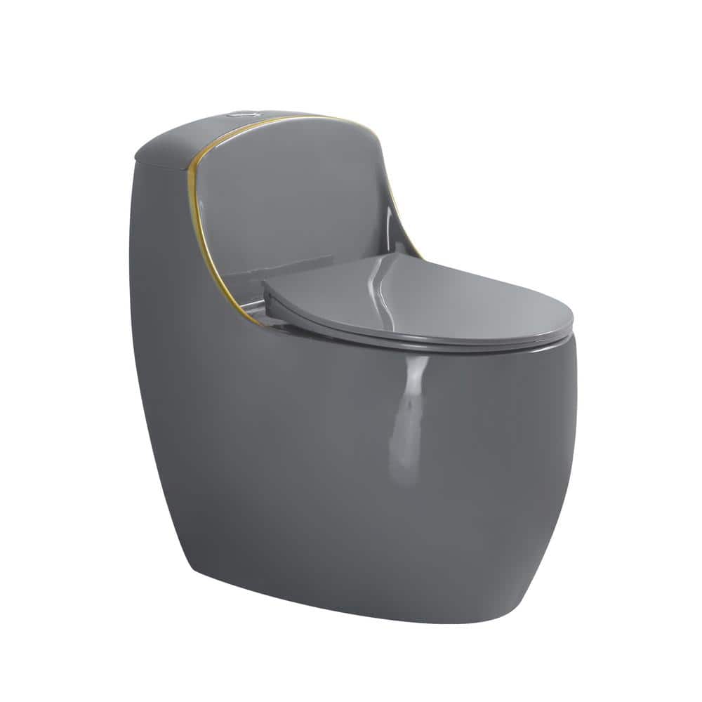 1-Piece Toilet, Single Flush 1.6 GPF Round Standard Toilet for Bathroom, To