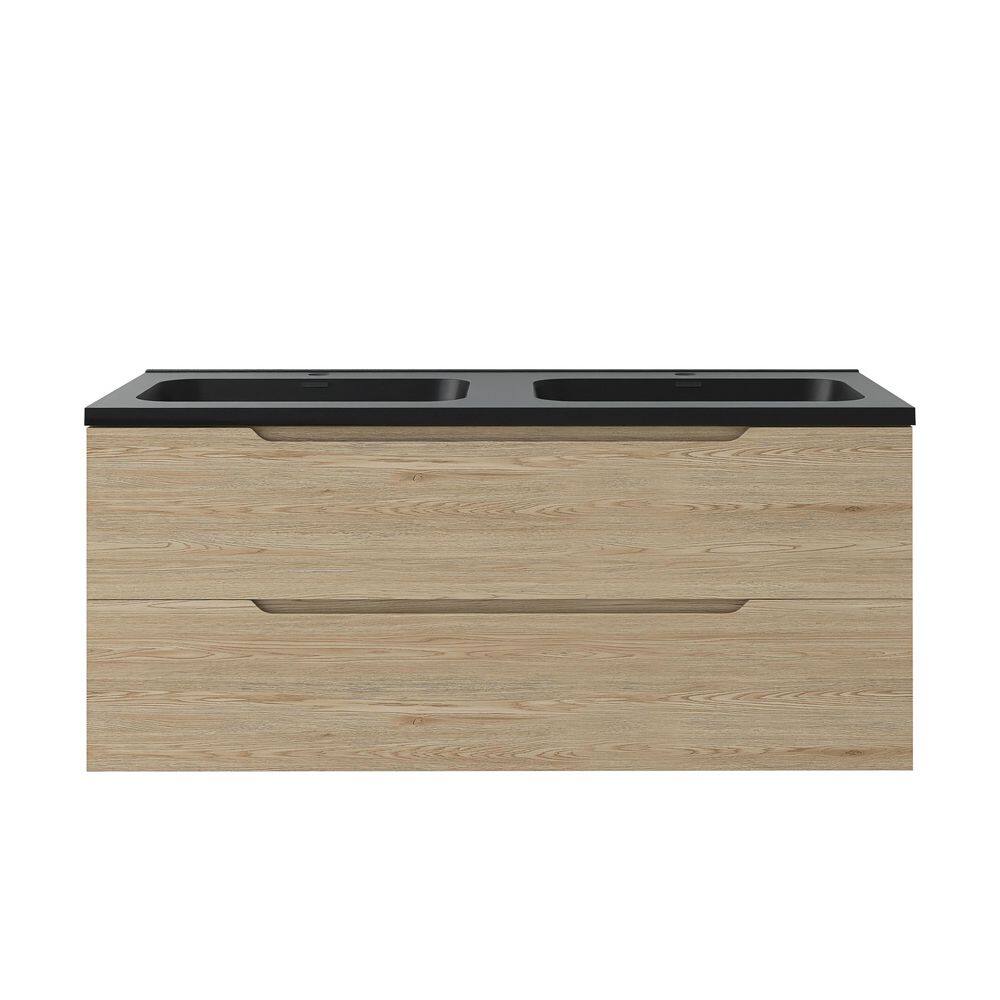 48 in. Wall-Mounted Evita Oak Bath Vanity with Black Quartz sand Top Assembled price history on PriceWatchPro