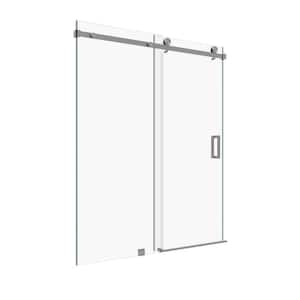 Serenity 60 in. W x 79 in. H Single Sliding Frameless Shower Door in Brushed Nickel with 3/8 in. Clear Glass