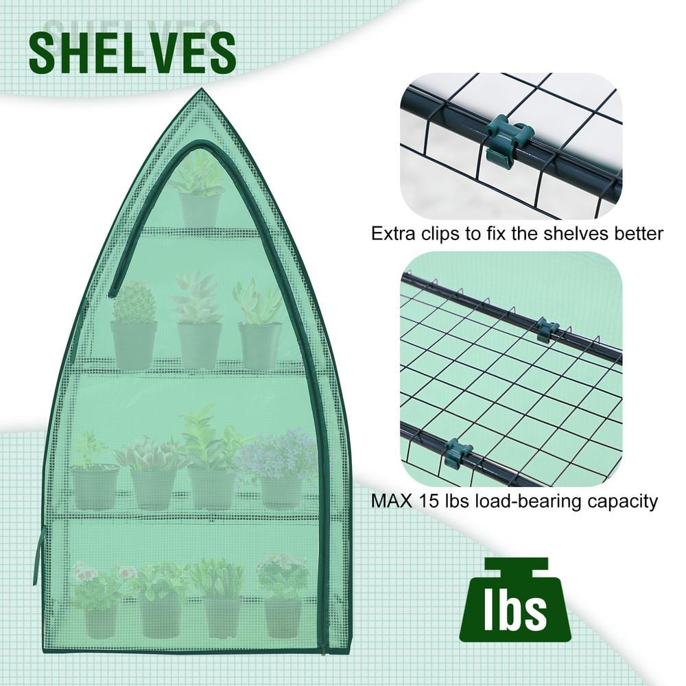 4-Tier Green Portable Mini Greenhouse with Shelves