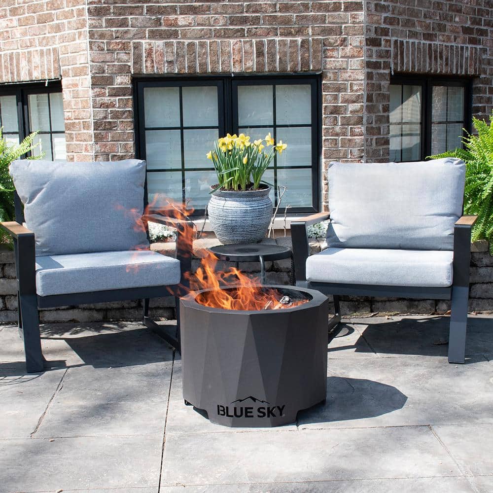 Black Powder-Coated Steel Smokeless Round Fire Pit