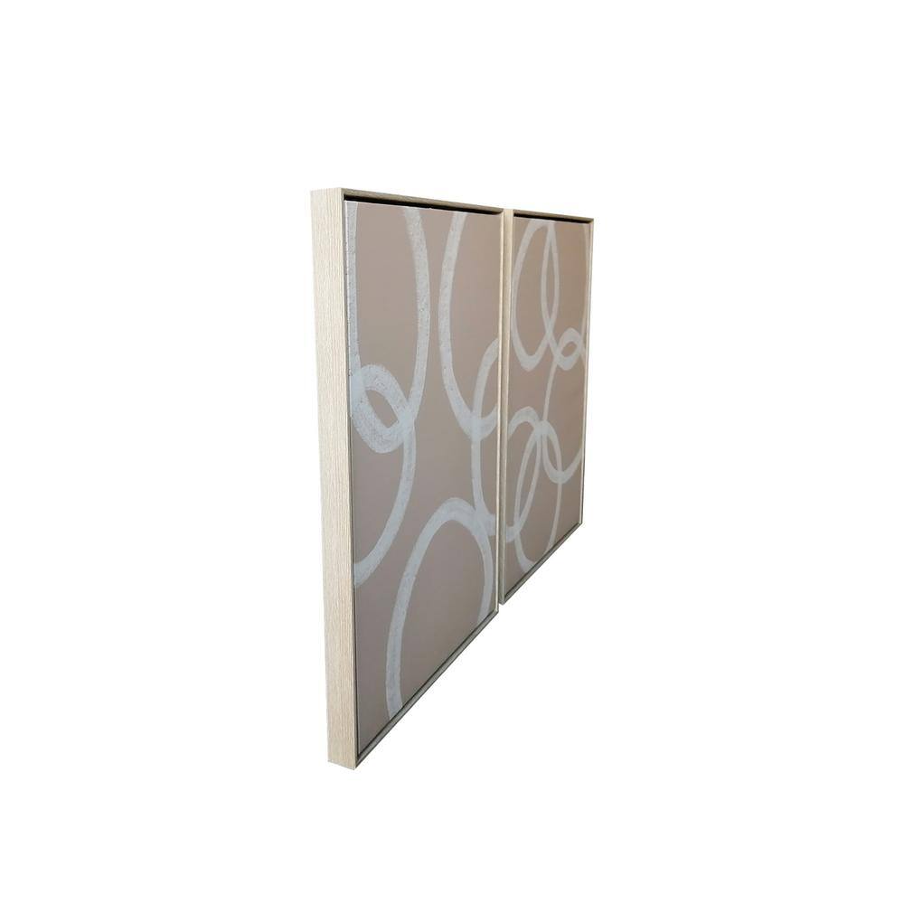 Blush Pink and White Abstract Circles Canvas Wall Art Set