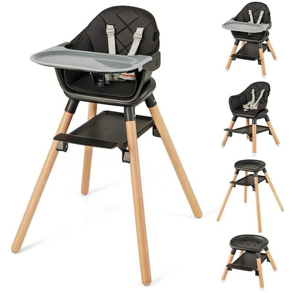 3 in 1 High Chairs for Babies and Toddlers, Eat and Grow Convertible Highchair with Foot Rest Black