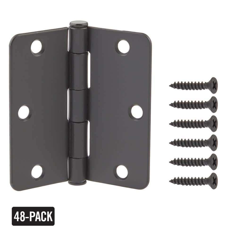 48-Pack 3-1/2 in. x 1/4 in Radius Matte Black Squeak-Free Butt Door Hinge price history on PriceWatchPro