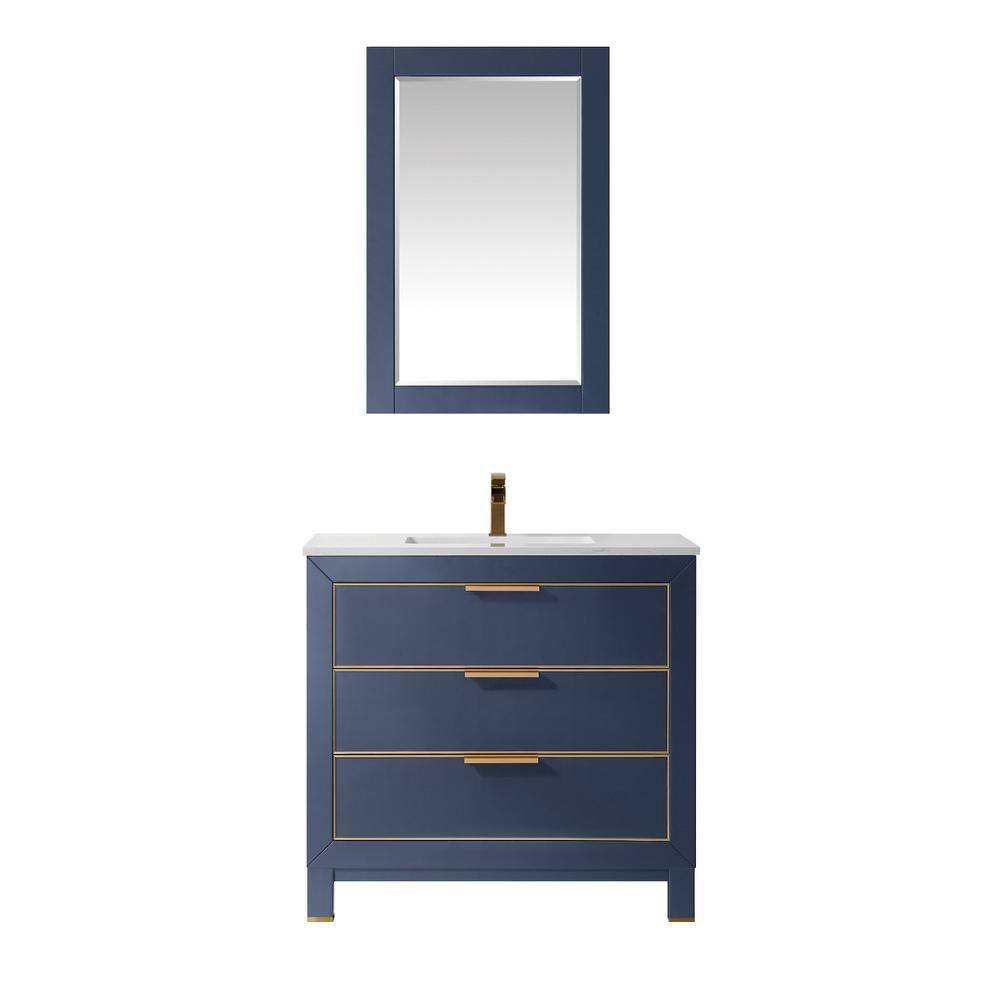 Altair Jackson 36 in. Single Bathroom Vanity Set in Royal Blue and Composite Carrara White Stone