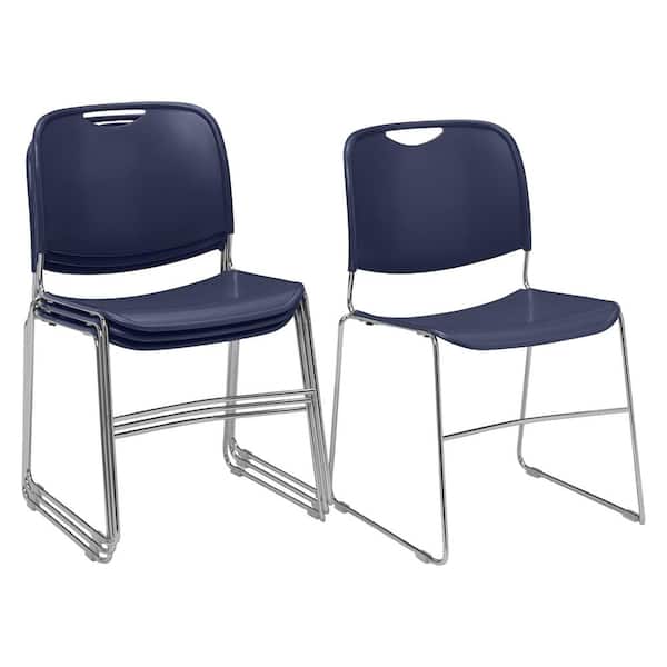 National Public Seating NPS 8500 Series Navy Blue Ultra-Compact Plastic Stack Chair (4-Pack)