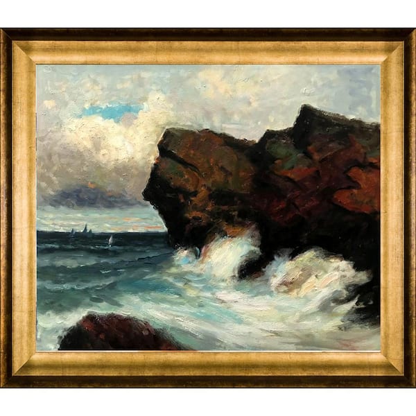 LA PASTICHE Ocean Cliffs by Edward Mitchell Bannister Athenian Gold Framed Nature Oil Painting Art Print 25 in. x 29 in.