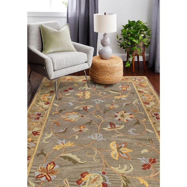 Venezia Grey 8 ft. x 10 ft. (7'6" x 9'6") Floral Transitional Area Rug