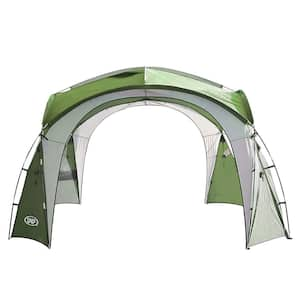 Green Polyester 9-Person to 12-Person Beach Tent with Sun Shelter and Waterproof for Camping Trips, Backyard Fun