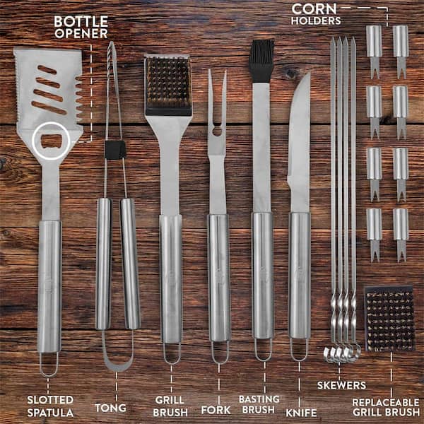 Dyiom 38-Piece Stainless Steel BBQ Grill Accessories Set in Brown  B08CGYYX54 - The Home Depot