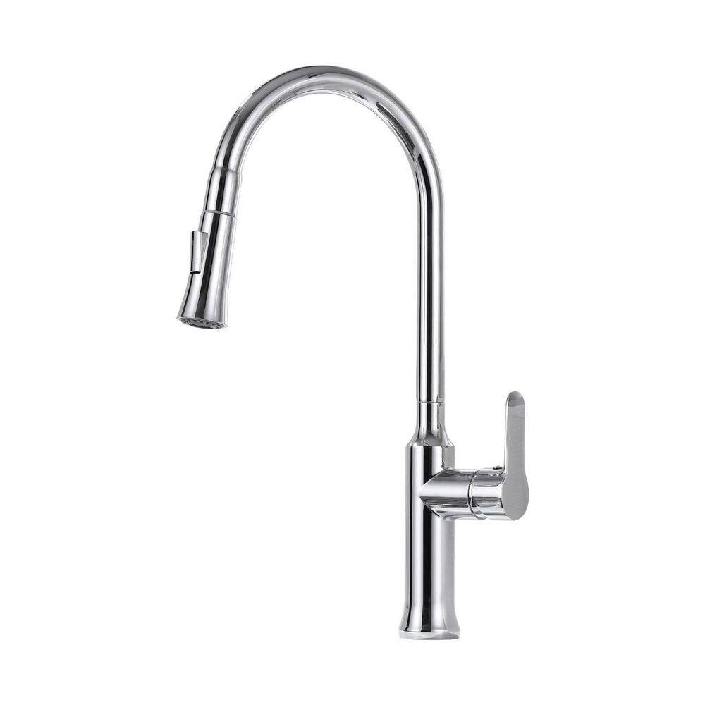 18.7 in Comtemporary Single-Handle 360° Spout Swivel Pull-Down Sprayer Kitchen Faucet in Chrome price history on PriceWatchPro