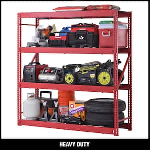 4-Tier Industrial Duty Steel Freestanding Garage Storage Shelving Unit in Red (77 in. W x 78 in. H x 24 in. D)