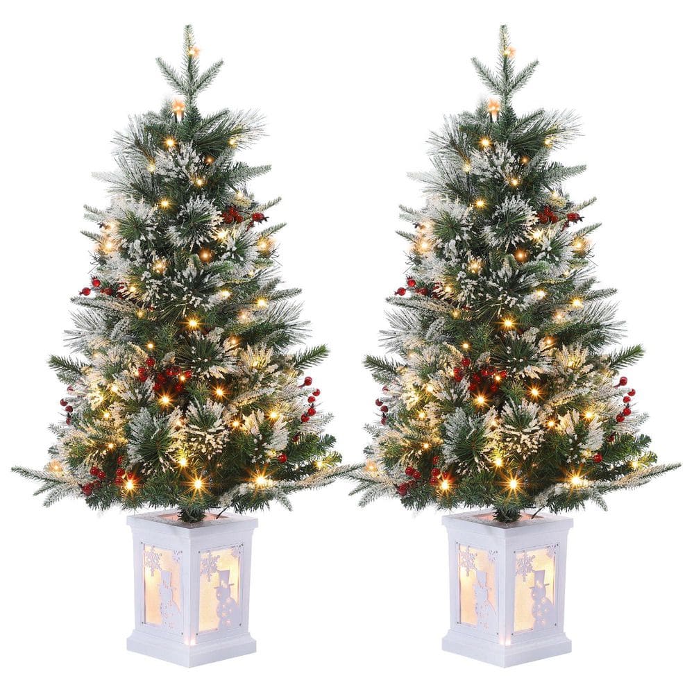 3 FT Pre-Lit Christmas Tree with Snowman Base, Artificial Christmas Trees with 78 Led Lights for Home Decor, 2 PCS price history on PriceWatchPro