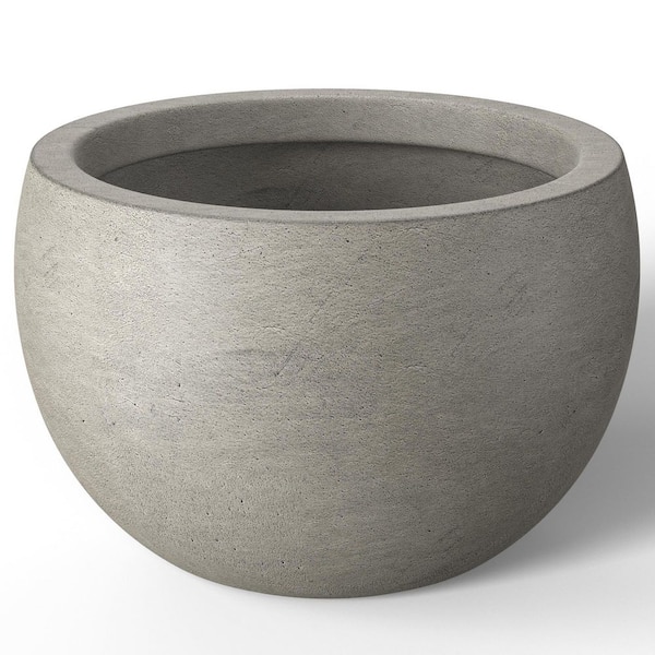 Sapcrete 20.5 in. Large Light Gray(Enhanced Interior) Concrete Round Planter / Pot with Drainage Holes