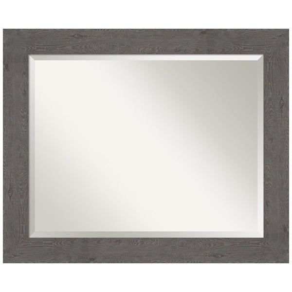 Amanti Art Medium Rectangle Distressed Grey Beveled Glass Modern Mirror (27.5 in. H x 33.5 in. W)