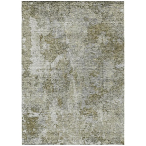HomeRoots Green 5 ft. x 8 ft. Woven Abstract Rectangle Indoor/Outdoor Area Rug