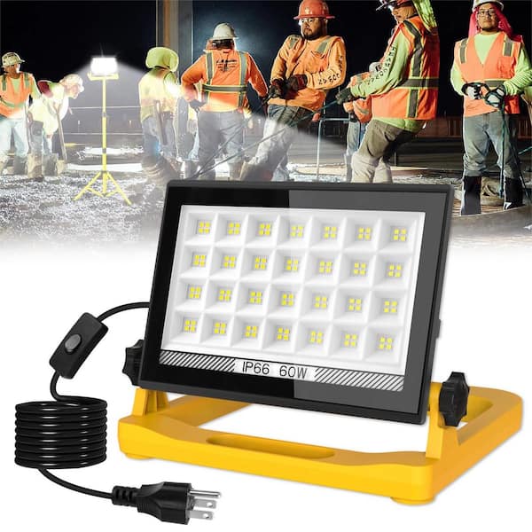 120 Volt Integrated LED Work Light with Adjustable Head Magnetic Base and 13 ft. Cord for Garage Workshop Job Site