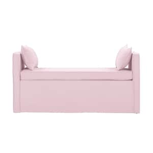 Sofie Light Pink Bench Upholstered Linen 24.8 in.x 19.3 in. x 52.8 in.