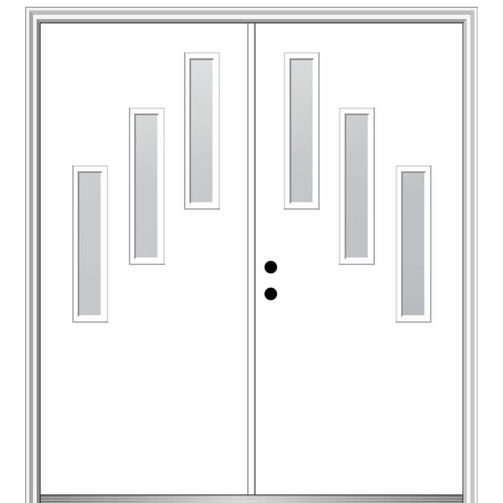Davina 72 in. x 80 in. Right-Hand Inswing 3-Lite Frosted Glass Primed Fiberglass Prehung Front Door on 6-9/16 in. Frame price history on PriceWatchPro